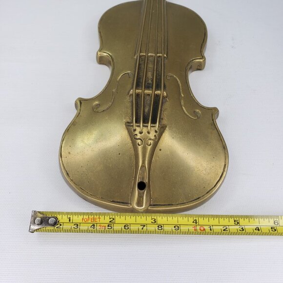 RARE Vintage Solid Brass Violin Sculpture Wall Hanging Decor Andrea by Sadek 12" - Picture 8 of 8